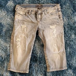 Silver jean shorts